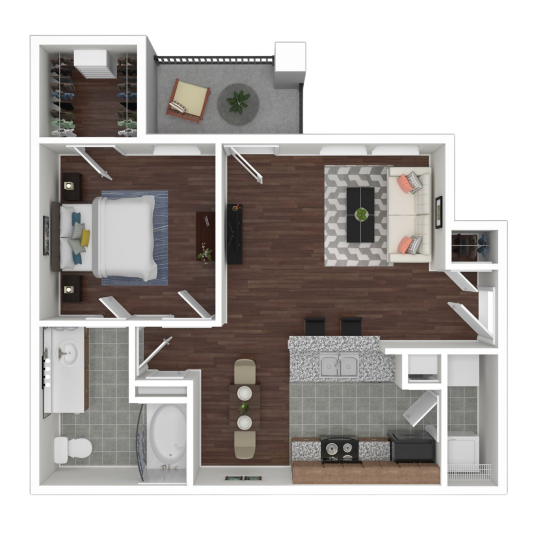 a floor plan of a two bedroom apartment at The  Wyatt at Presidio Junction