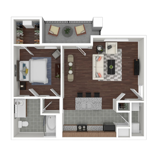 a floor plan of a two bedroom apartment at The  Wyatt at Presidio Junction