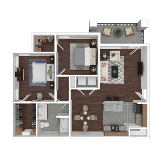 a floor plan of a two bedroom apartment at The  Wyatt at Presidio Junction