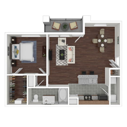 a floor plan of a two bedroom apartment at The  Wyatt at Presidio Junction