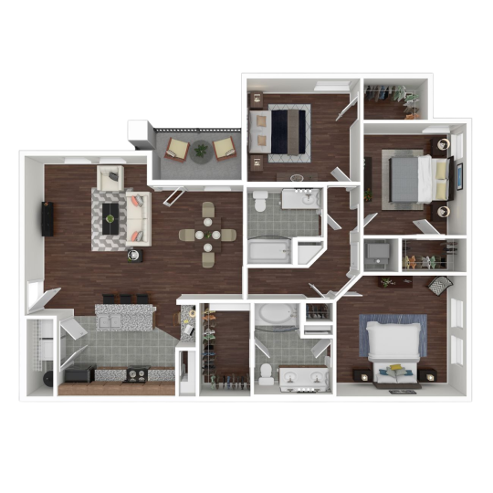 a floor plan of a two bedroom apartment at The  Wyatt at Presidio Junction