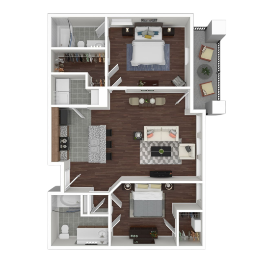 a floor plan of a two bedroom apartment at The  Wyatt at Presidio Junction