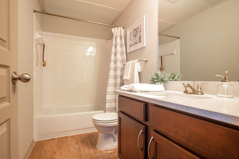 a bathroom with a toilet, sink and bathtub at The  Wyatt at Presidio Junction